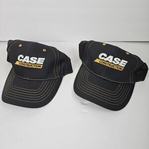 2 Case Construction Caps Black Logo Builder NEW